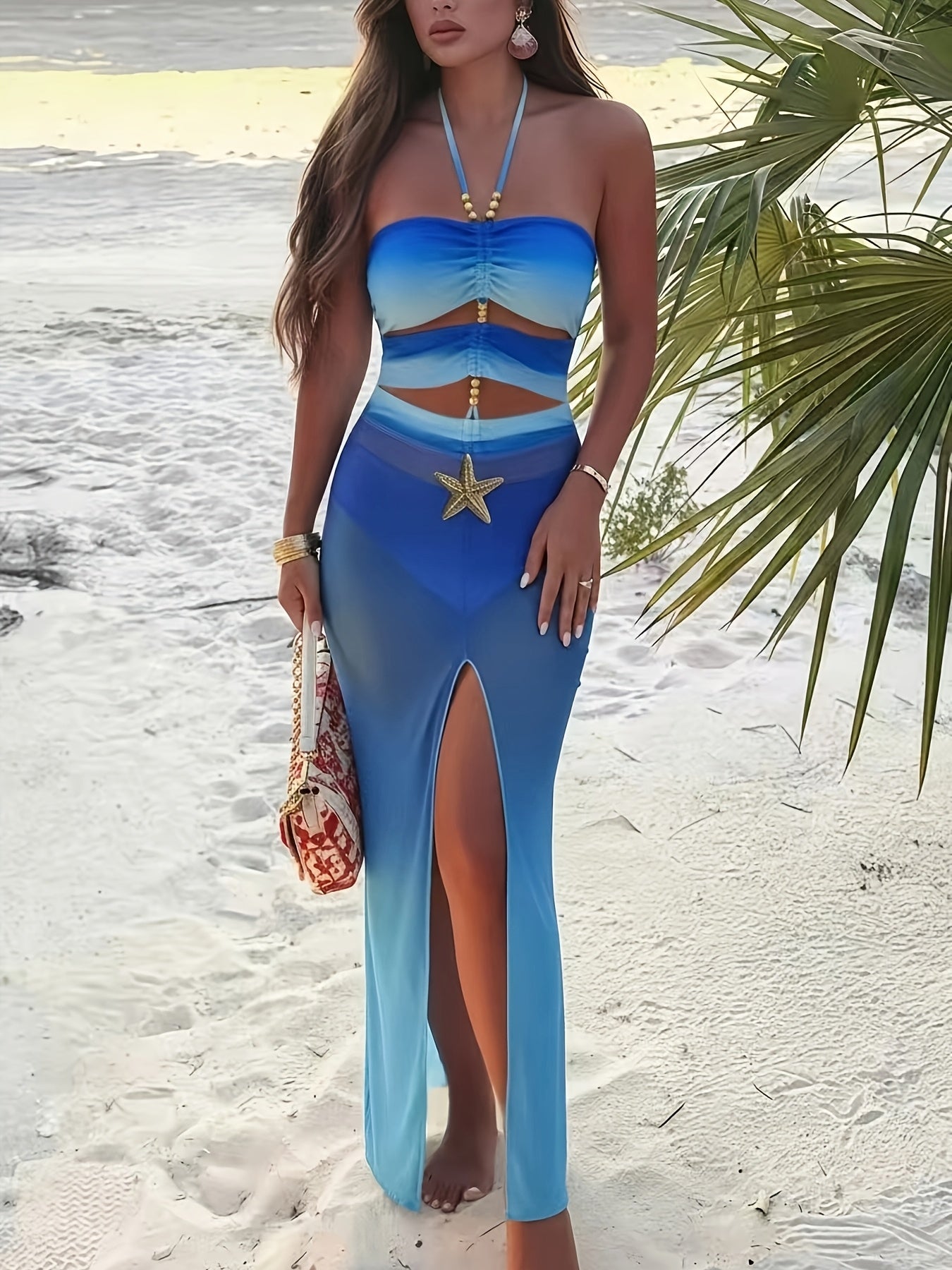 Maillot de Bain Une Piece Femme Elegant - Dos Nu, Degrade Ombre, Lacets, Rembourrage Amovible