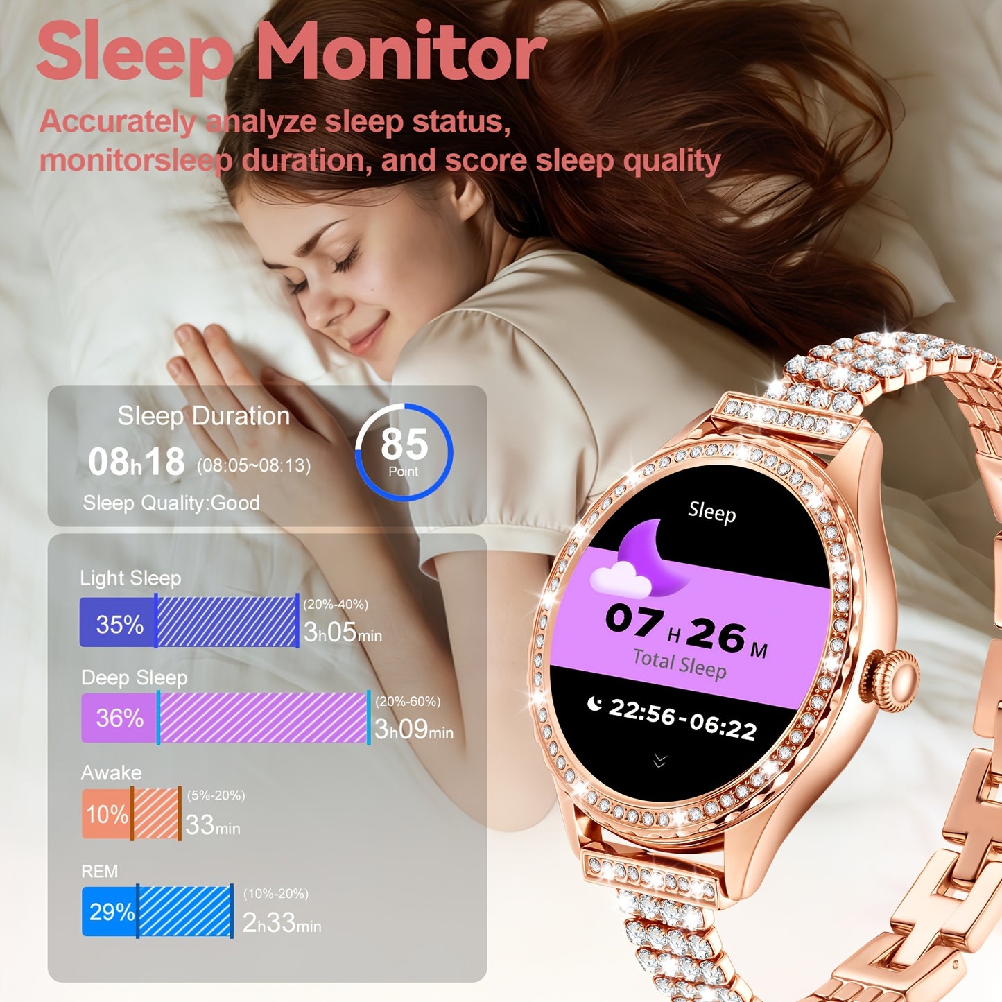 Montre Connectée Élégante Femme 2026 – Appels, Sport & Suivi Santé