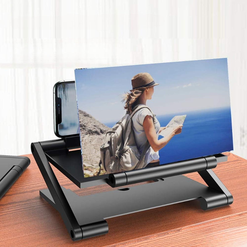 Amplificateur Ecran Smartphone 10 Pouces Loupe HD Mecanisme Coulissant Support Stable - Films Streaming Appels Video Noir