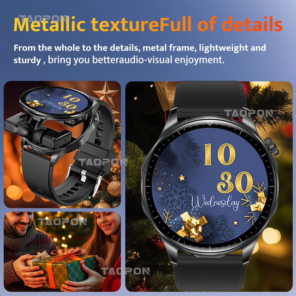Montre Connectée 2-en-1 TAOPON – Écran AMOLED HD, Appels Sans Fil & Modes Sportifs | Homme & Femme