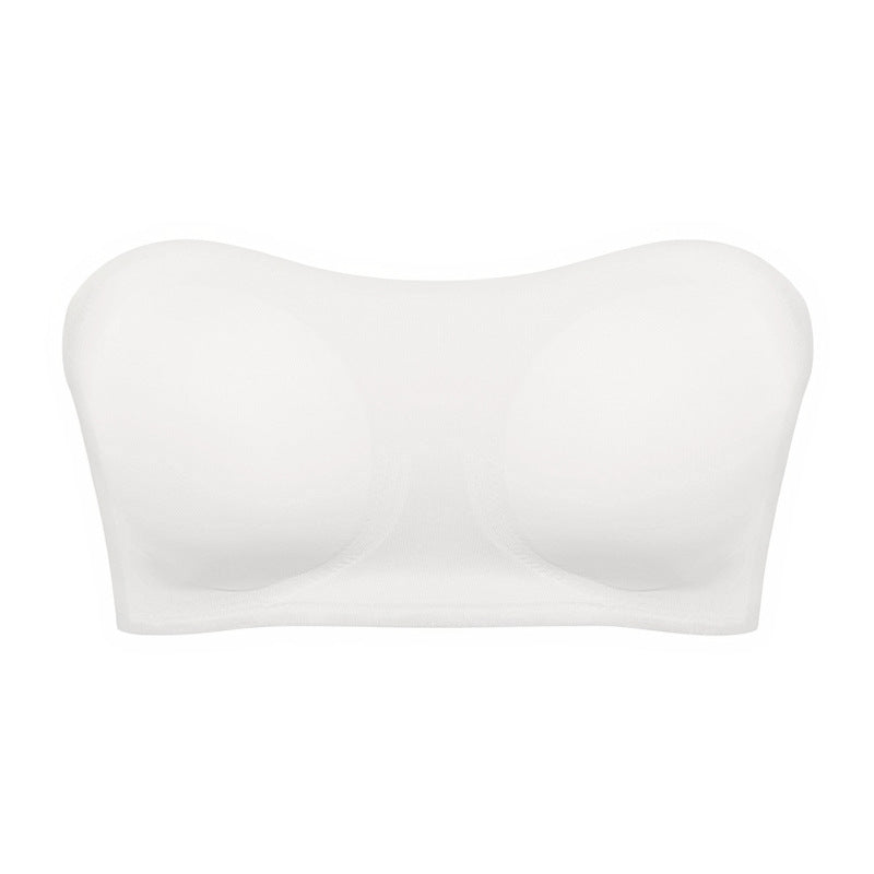Soutien-gorge sans bretelles femme - Style bustier, fermeture croisee, bonnet mousse confortable