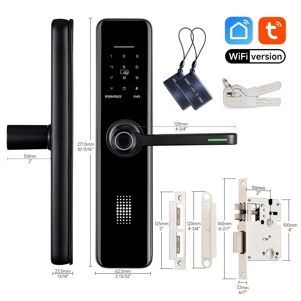 Serrure Connectée SUMUS – Empreinte Digitale, Application Wi-Fi & Clavier | Alliage Aluminium, Résistante aux Chocs