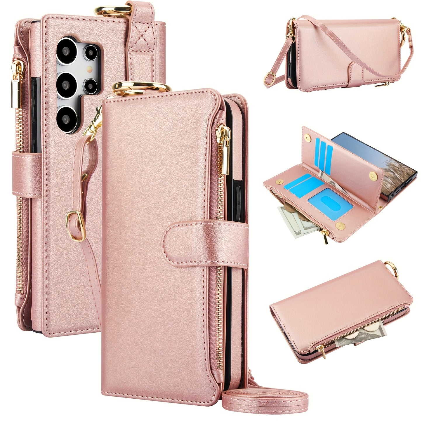 Étui Portefeuille Bandoulière Samsung Galaxy AWQUER – Similicuir, Lanière, 7 Coloris, 26 Modèles