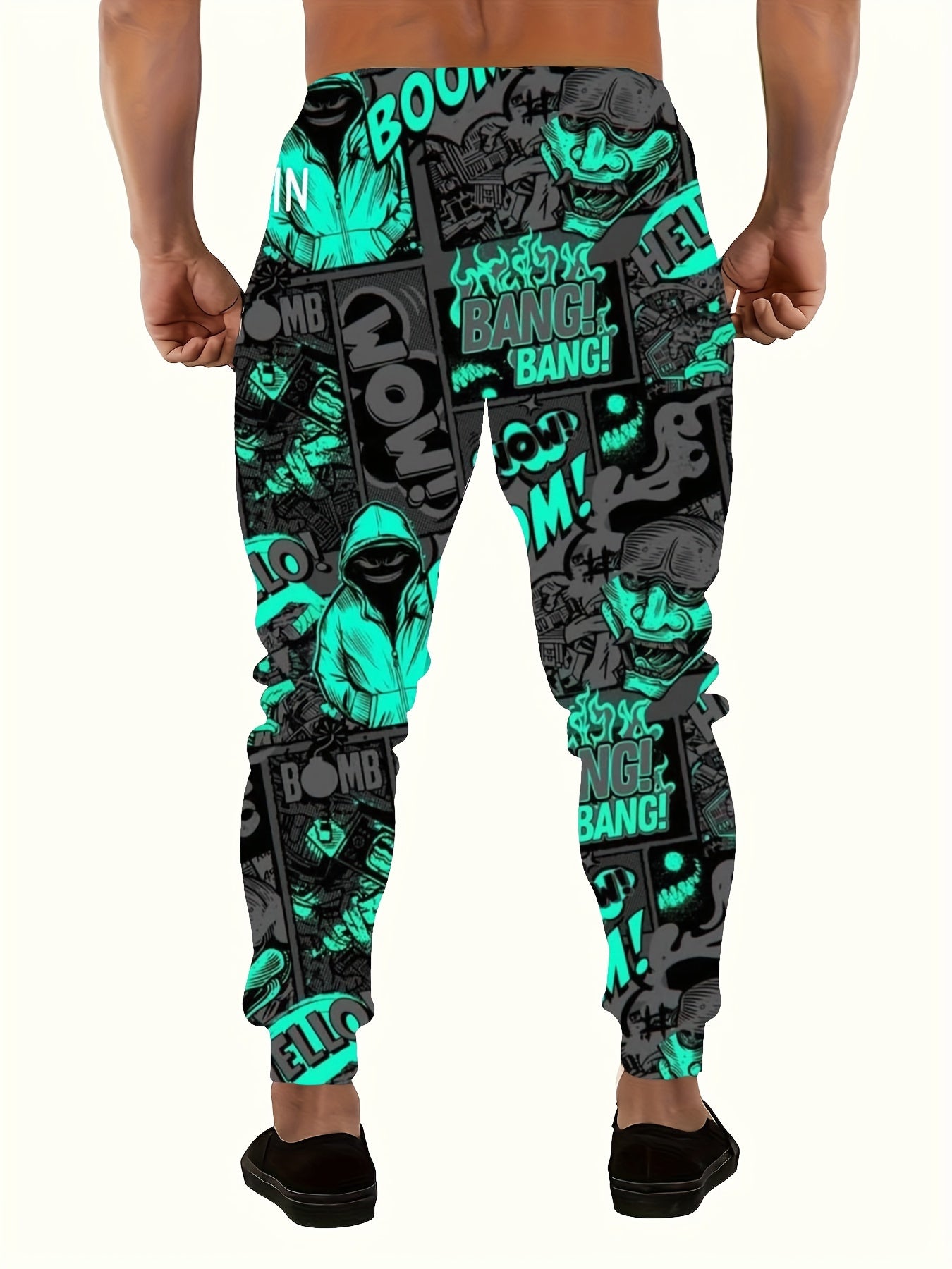 Pantalon Ample Imprimé Homme — 100% Polyester Extensible | 8 Coloris | S-XXL | Style Décontracté Sport