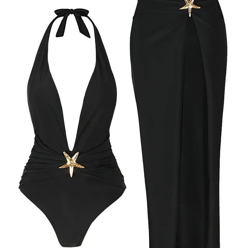 Robe Femme Elegante Polyester - Noir Rouge Blanc - Plage et Soiree