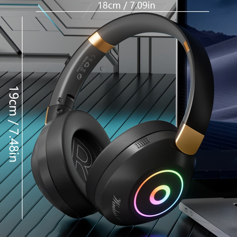 Casque Sans Fil Pliable avec Lumières LED – Gaming & Musique, Batterie 200mAh & USB-C | Noir & Blanc