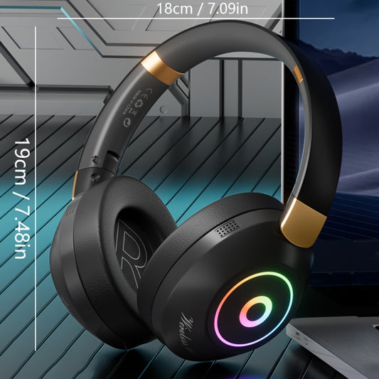 Casque Sans Fil Pliable avec Lumières LED – Gaming & Musique, Batterie 200mAh & USB-C | Noir & Blanc