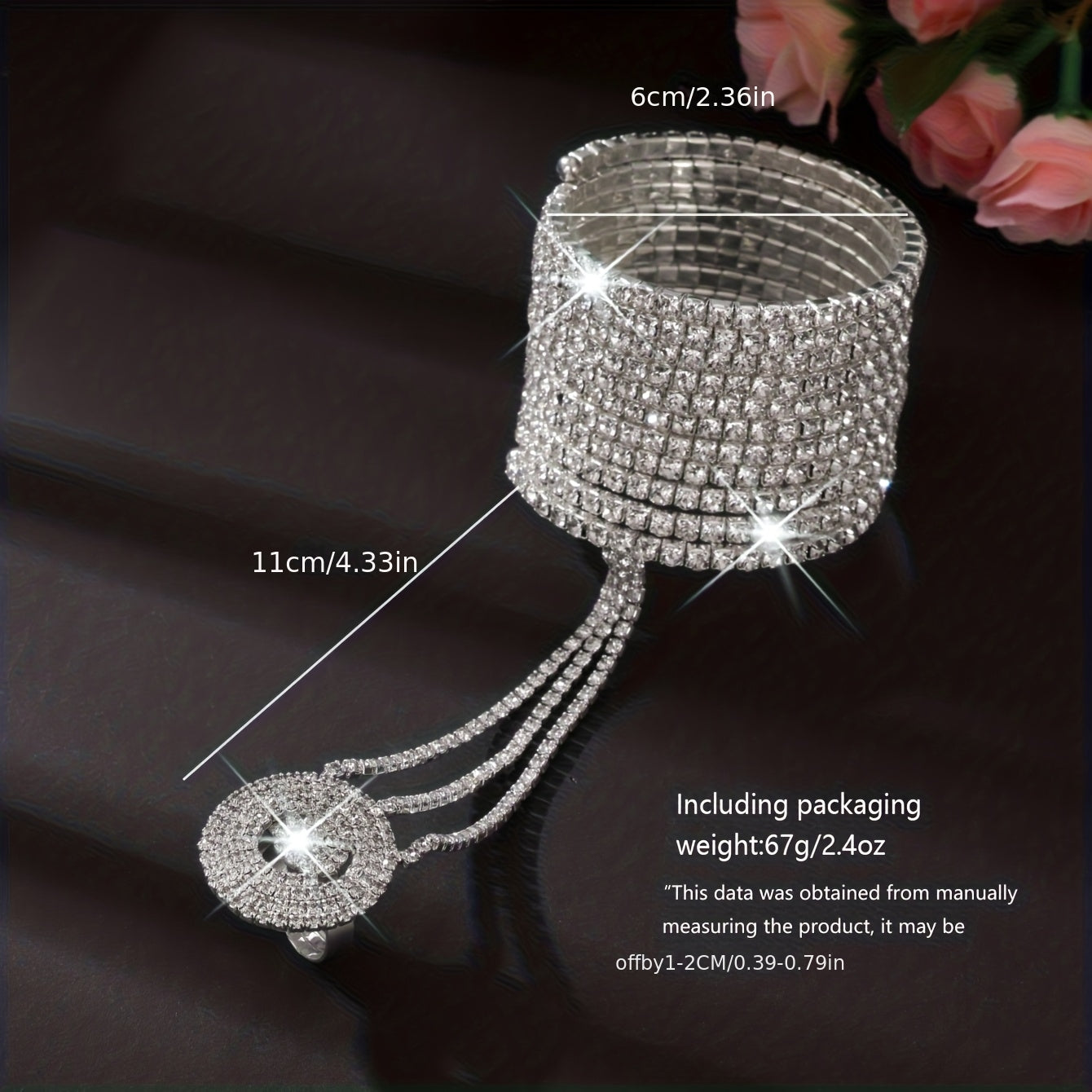 Bracelet Strass Multi-Rangs Femme - Style Luxe Pailletes Dore Argente