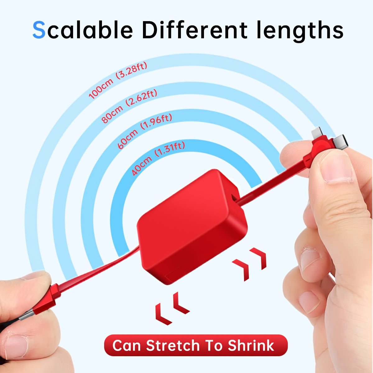 Cable USB 3-en-1 Retractable avec Support Telephone – Charge Rapide 18W, Transfert Donnees, 100cm | 8 Coloris
