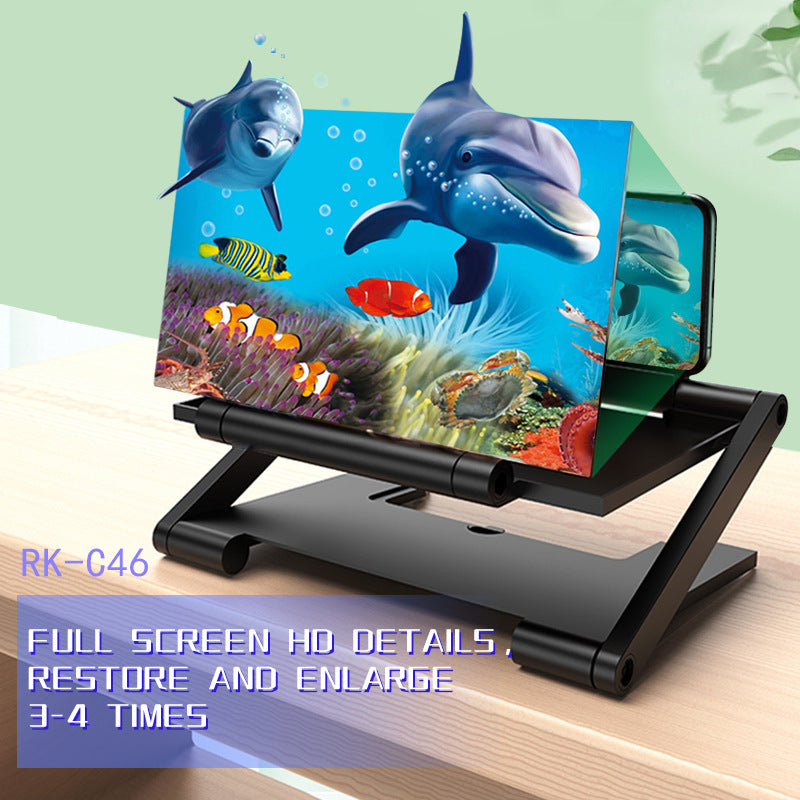 Amplificateur Ecran Smartphone 10 Pouces Loupe HD Mecanisme Coulissant Support Stable - Films Streaming Appels Video Noir
