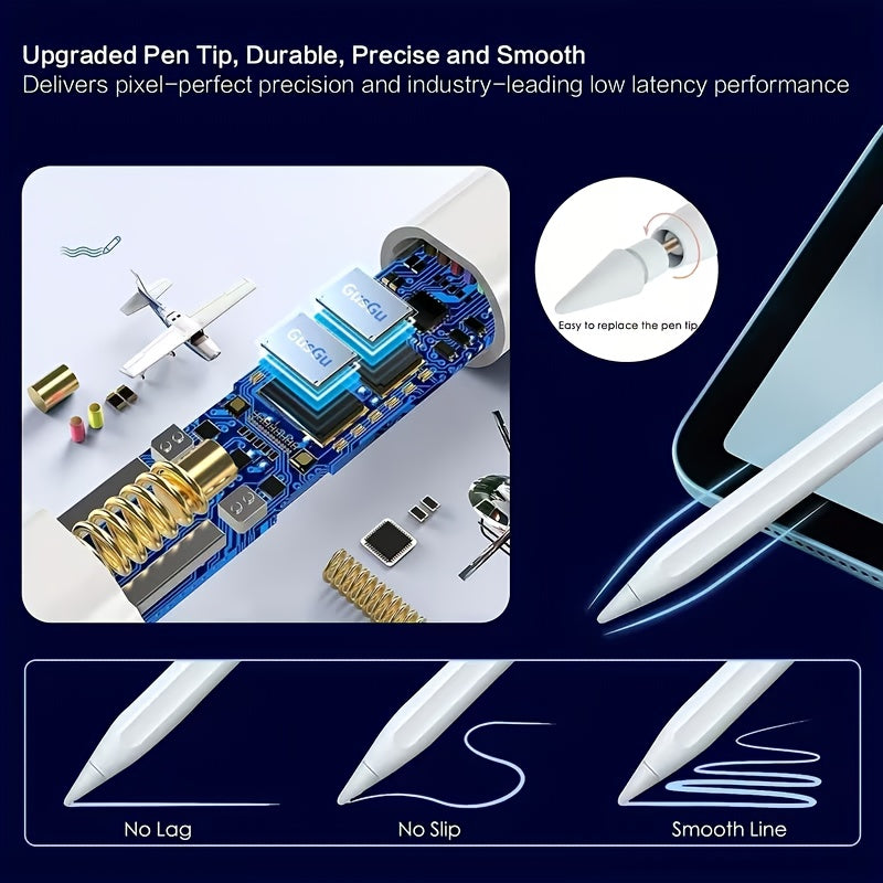 Stylet Tactile Rechargeable USB Haute Precision - Batterie 120mAh Longue Autonomie Blanc