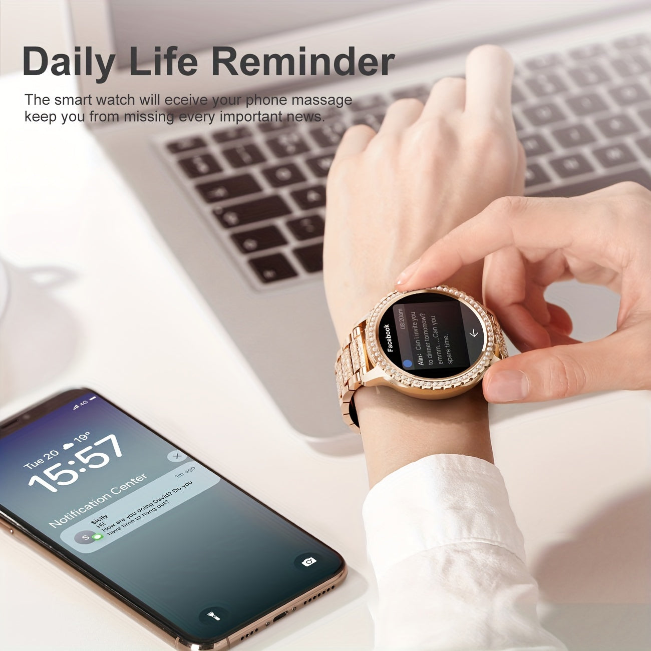 Montre Connectée LIGE Femme – Écran 1,32”, Appels Sans Fil & Étanche IP67
