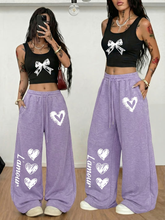 Ensemble 2 Pièces Style Y2K Femme – Débardeur Ajusté & Pantalon Large Élégant | Toutes Saisons | XS au XL