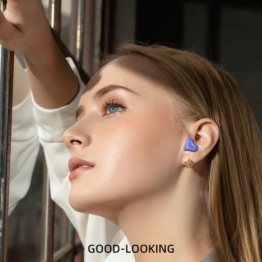 Ecouteurs Sans Fil TWS Coeur - LED, Bluetooth, Reduction de Bruit, Sport & Gaming