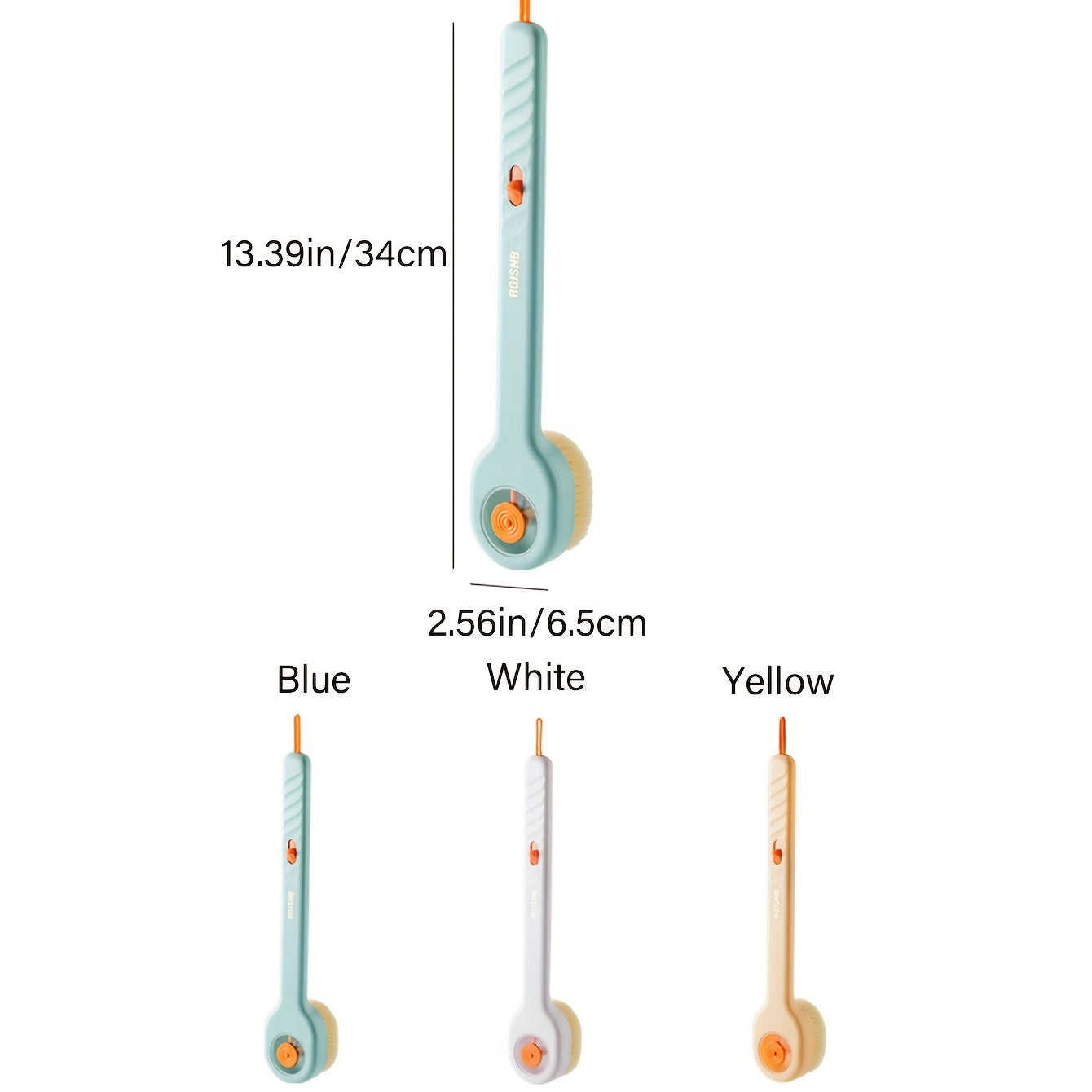 Brosse de bain long manche nylon - Frotter le dos + boule exfoliante incluse, 3 coloris