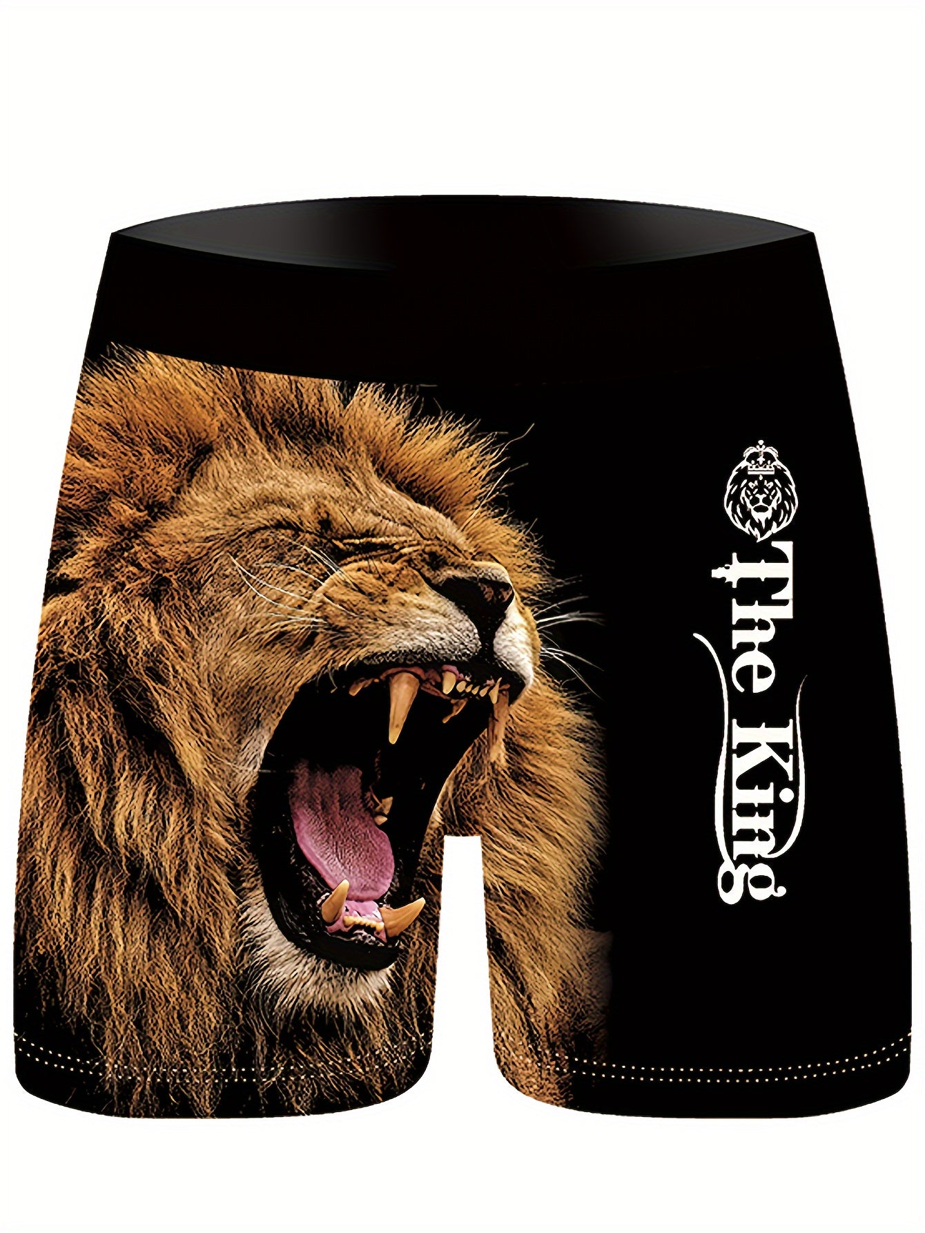 Lot de 3 Boxers Shorty Homme — Fibre Ice Sliky, 95% Polyester, Imprimé Lion, S-XXXL