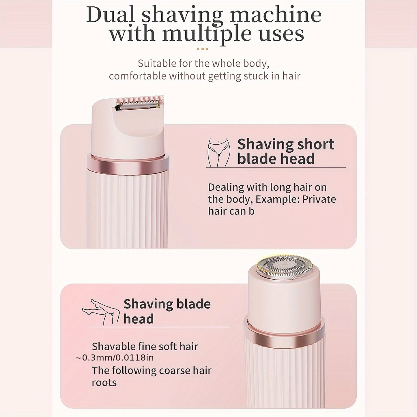 Épilateur Électrique 2 en 1 Femme – Tondeuse & Rasoir Rechargeable USB 💅✨