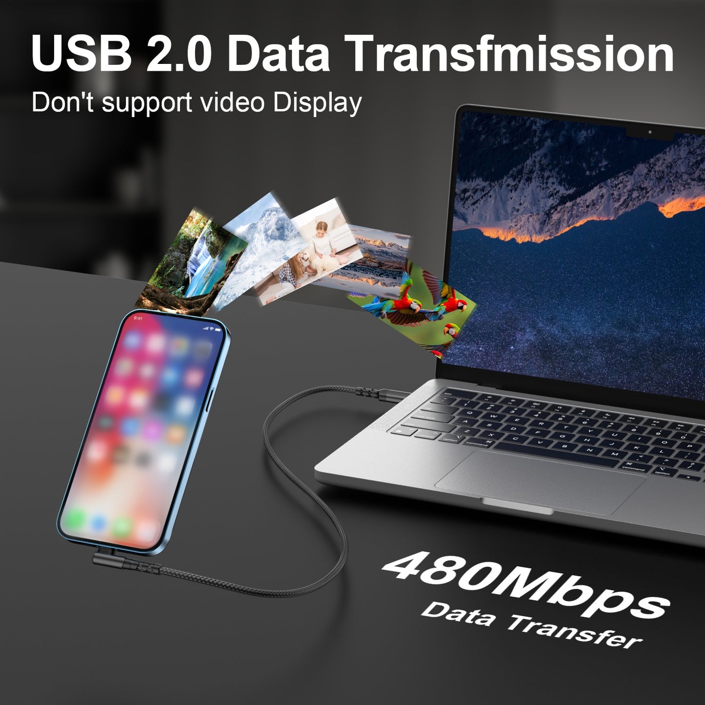 Câble de Charge à 90° – 20W, USB vers Lightning, Nylon Tressé | 1m & 2m | Hihowin