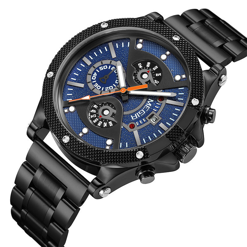Montre de sport multifonctionnelle avec ceinture en acier - Topdecheztop.fr