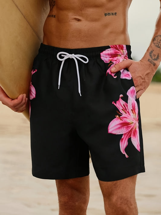 Short de Plage Homme Imprime Floral 3D - Coupe Standard, Tissu Leger, Style Decontracte, FR S au XXL