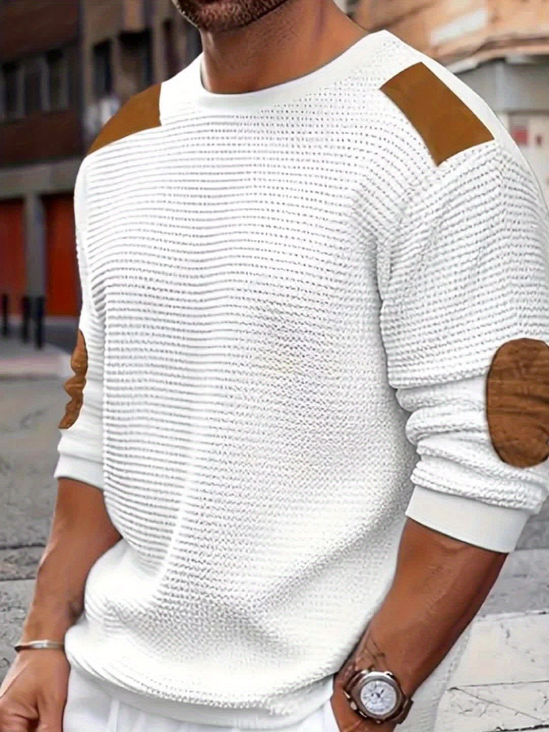 Sweat-shirt décontracté en tricot gaufré pour homme - Topdecheztop.fr