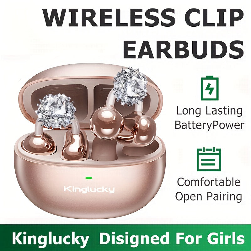 Écouteurs Sans Fil à Clip KINGLUCKY — Style Boucles d'Oreilles, Contrôle Tactile & Étui | 3 Coloris
