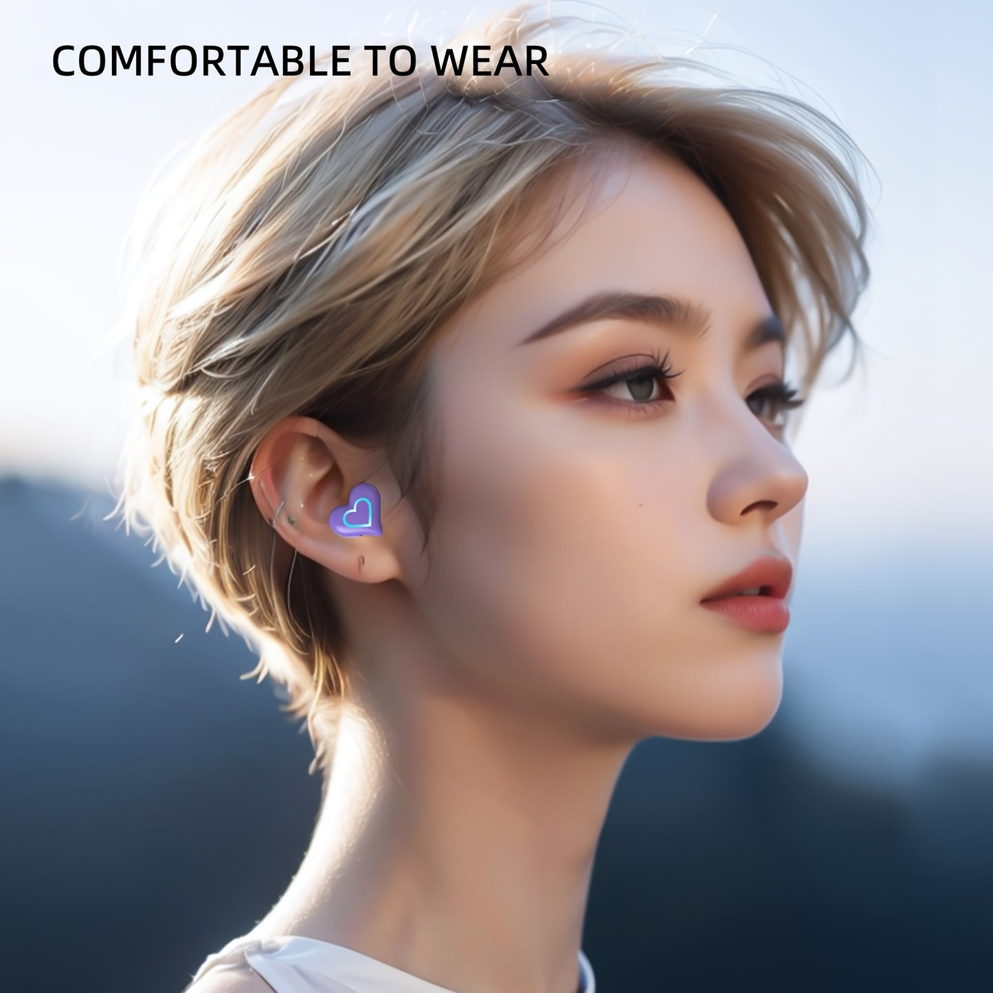 Ecouteurs Sans Fil TWS Coeur - LED, Bluetooth, Reduction de Bruit, Sport & Gaming