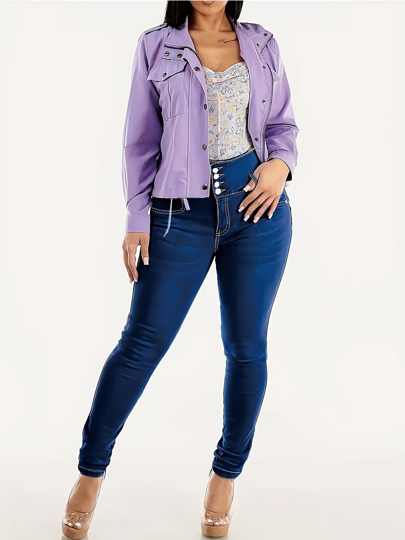 Jean Skinny Taille Haute Femme - Coupe Slim Boheme, Toutes Saisons