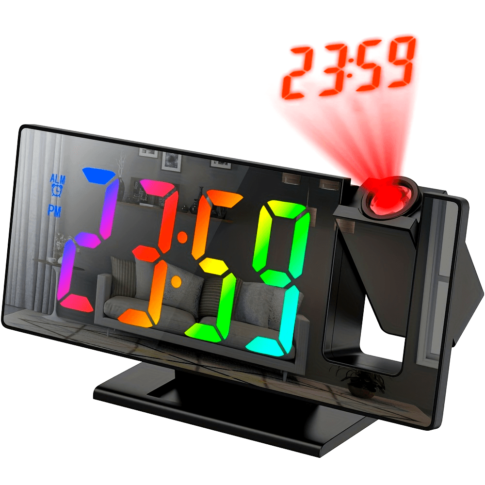 1 réveil NieNie rotatif à 180° avec projection et surface miroir, affichage LED - Topdecheztop.fr