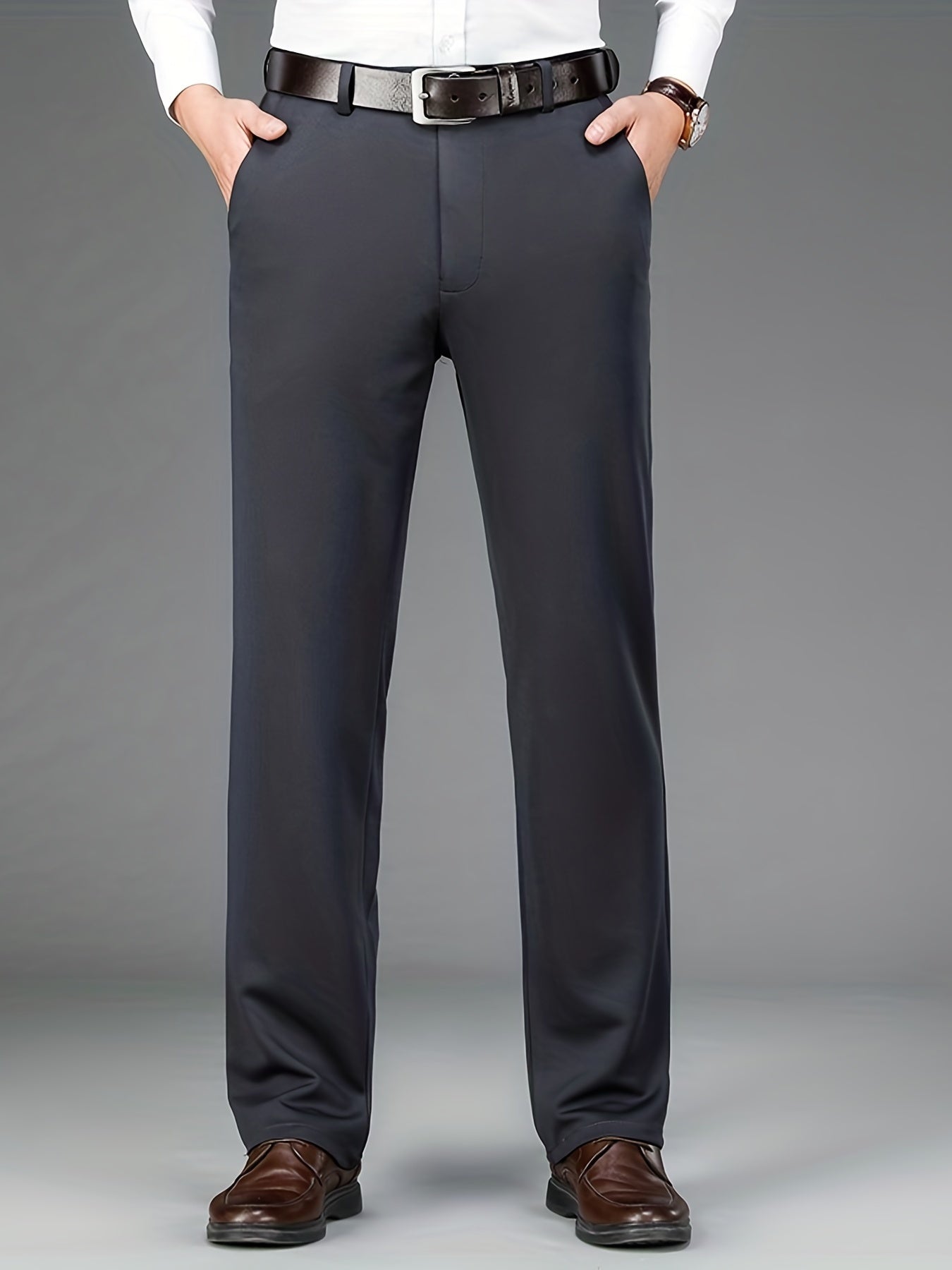 Pantalon Habillé Homme Classique – 93,5% Polyester 6,5% Élasthanne, Coupe Régulière, 6 Coloris XS-XXL