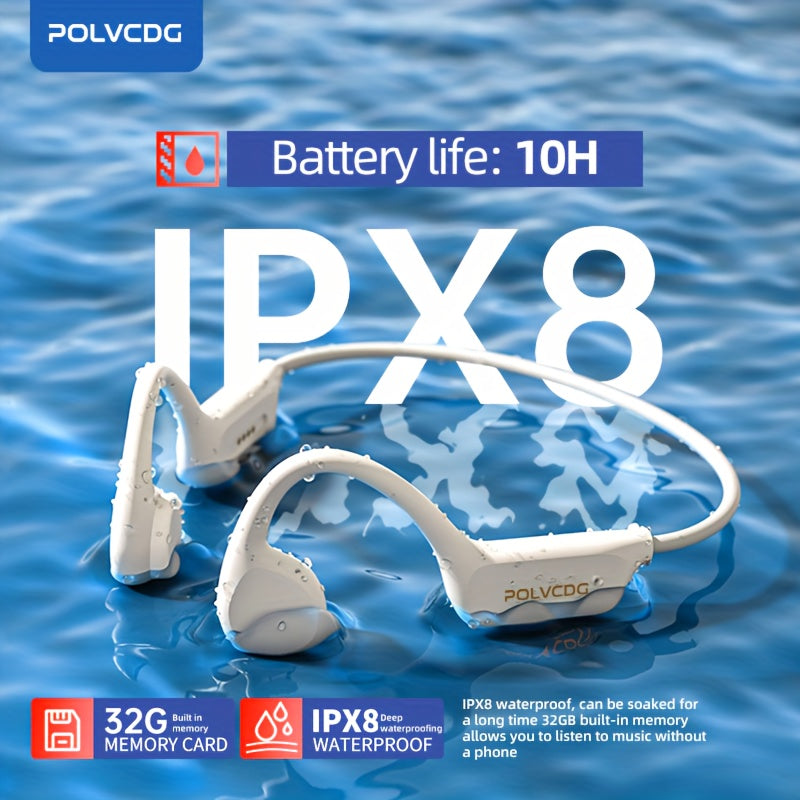 Ecouteurs Conduction Osseuse POLVCDG X7 Sport IPX8 32Go - 10h Natation Course Cyclisme