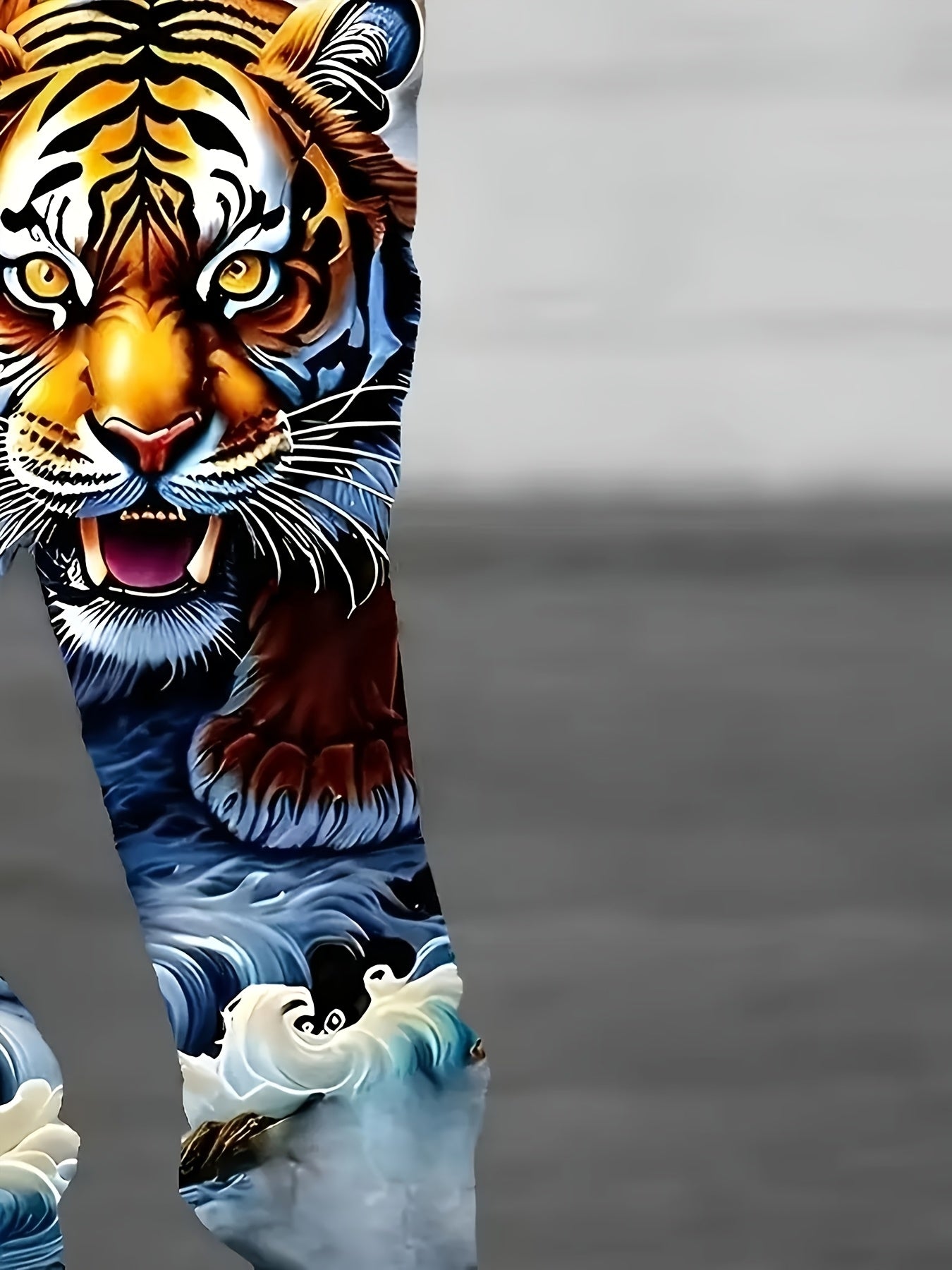 Pantalon Sport Décontracté Homme — Imprimé Rétro Tigre, 100% Polyester, Cordon, S-XXXL