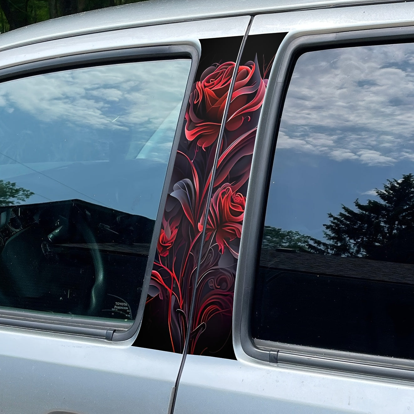 Lot de 2 Autocollants Voiture Rose Rouge - Stickers Vinyle Durable, Decoration Auto
