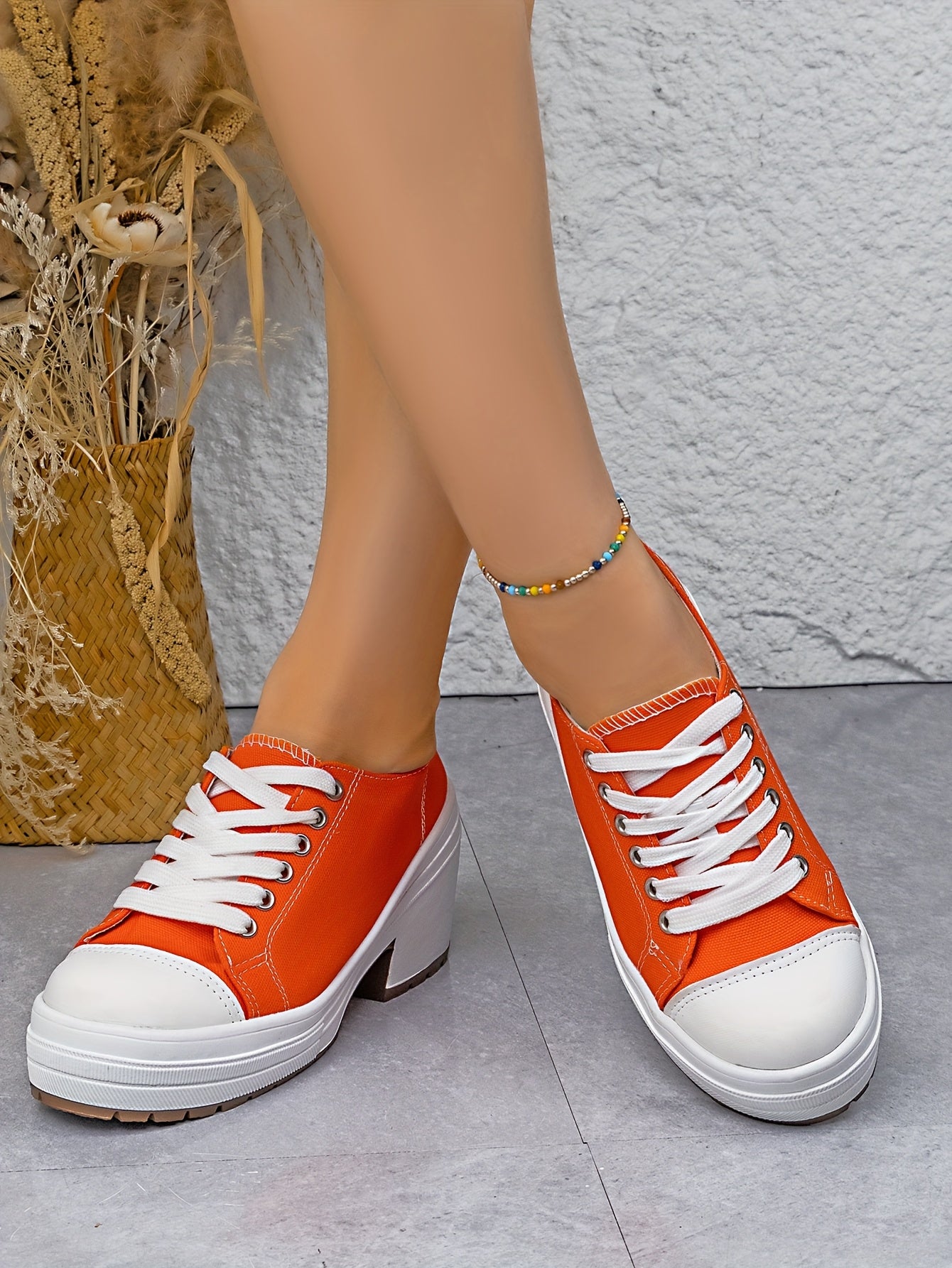 Baskets Femme Mi-Haute Plateforme Lacets - Tissu Semelle PU Style Sport 7 Coloris EU 36-42
