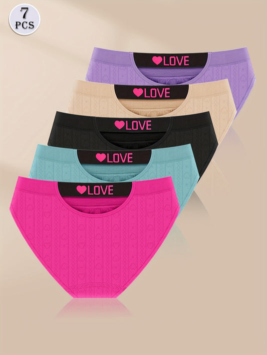 Lot de 7 Slips Bikini Sans Coutures Femme — 90% Nylon, Doublure Coton, Taille Basse, S-XXL