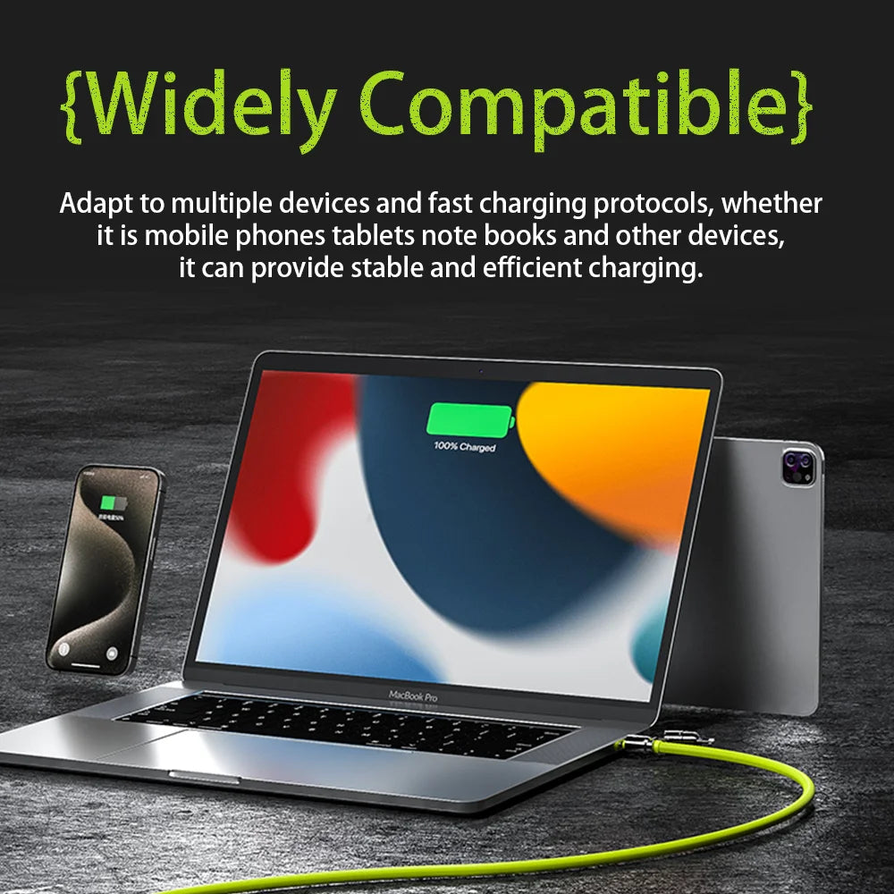 Câble de Charge Rapide 4 en 1 – 240W, USB-C / Lightning / USB-A | 1m & 2m | Hihowin