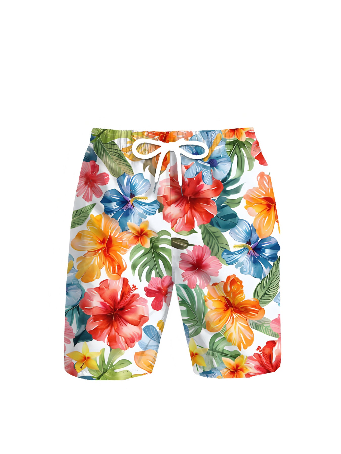 Short Homme Imprimé Floral & Géométrique – Style Vacances Décontracté, Légèrement Extensible | S au XXL