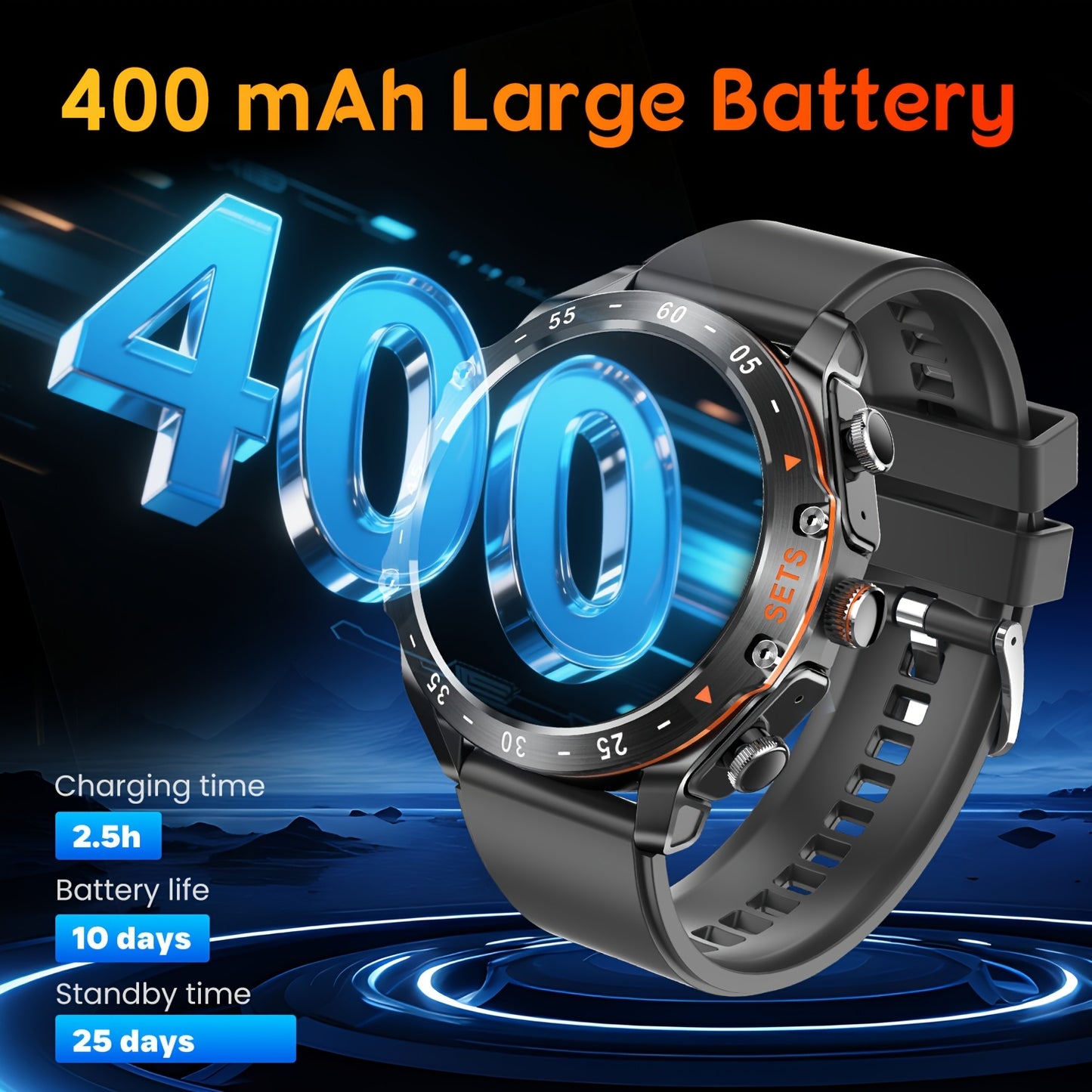 Montre Connectée CatShin 2-en-1 – Écouteurs Sans Fil, Écran IPS HD 3,86 cm, IP67 & 100+ Modes Sportifs