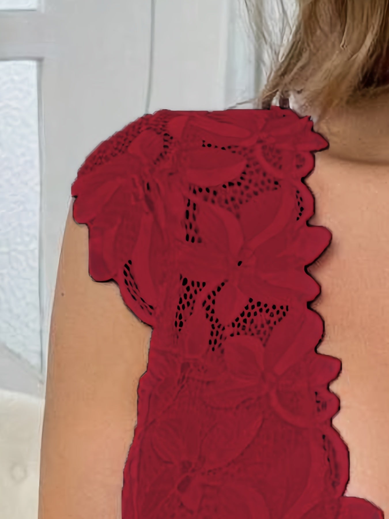 Soutien-Gorge Dentelle Florale Decollete Femme Fermeture Avant - Rose Noir Rouge