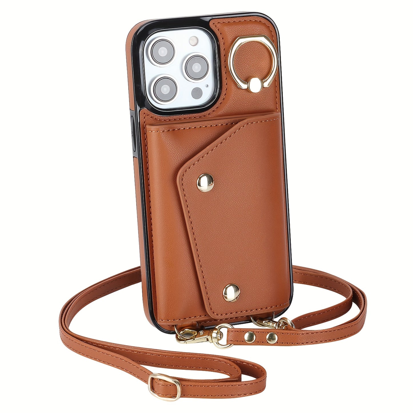 Étui Portefeuille Bandoulière iPhone – Similicuir, Support Intégré, Anti-Choc 📱✨
