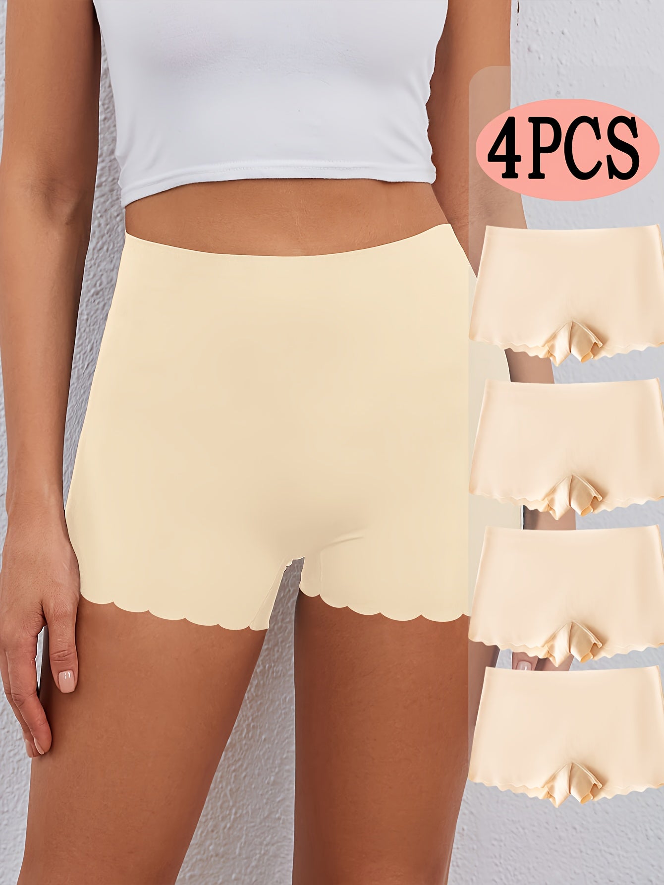 Lot de 4 Culottes Shorty Femme Mi-Haute - Doux, Extensible & Elegant