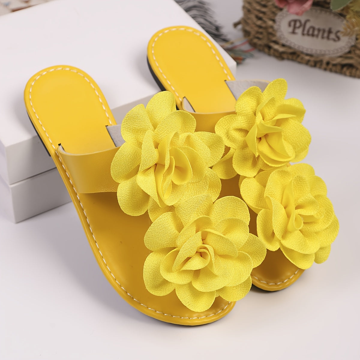 Sandales Plates Femme Elegantes a Fleurs - Style Tongs Confortables