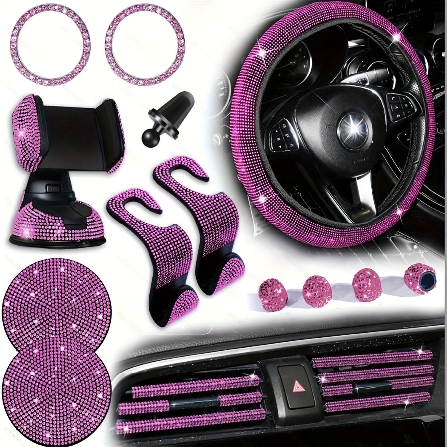 Kit 30 Strass Decoration Interieur Voiture - Volant & Grilles d'Aeration