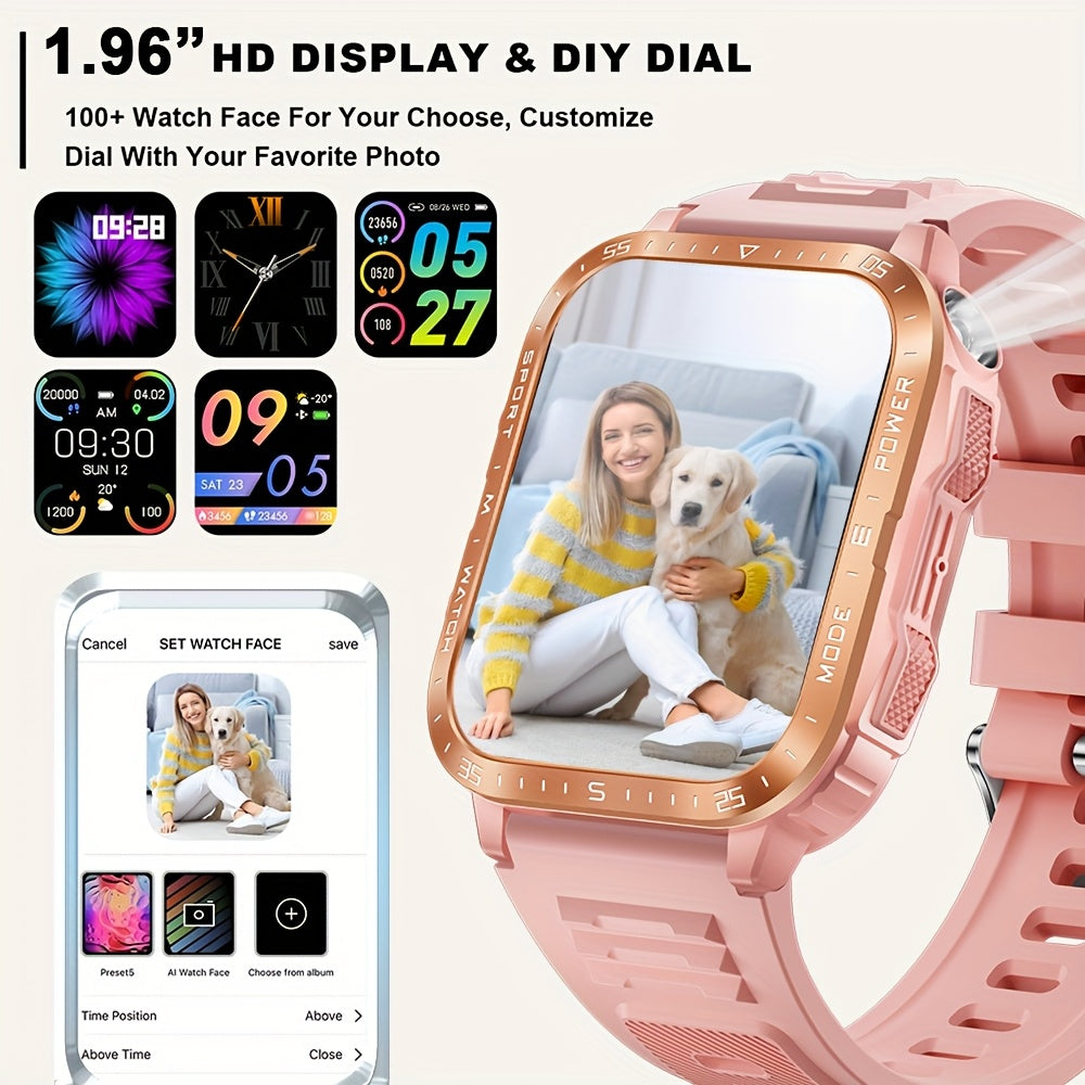 Synwoo Montre Connectee Femme Rose Ecran Tactile IPX8 Batterie 430mAh - LED Appels Assistant Vocal Multisports Suivi Sommeil Compatible Android iPhone