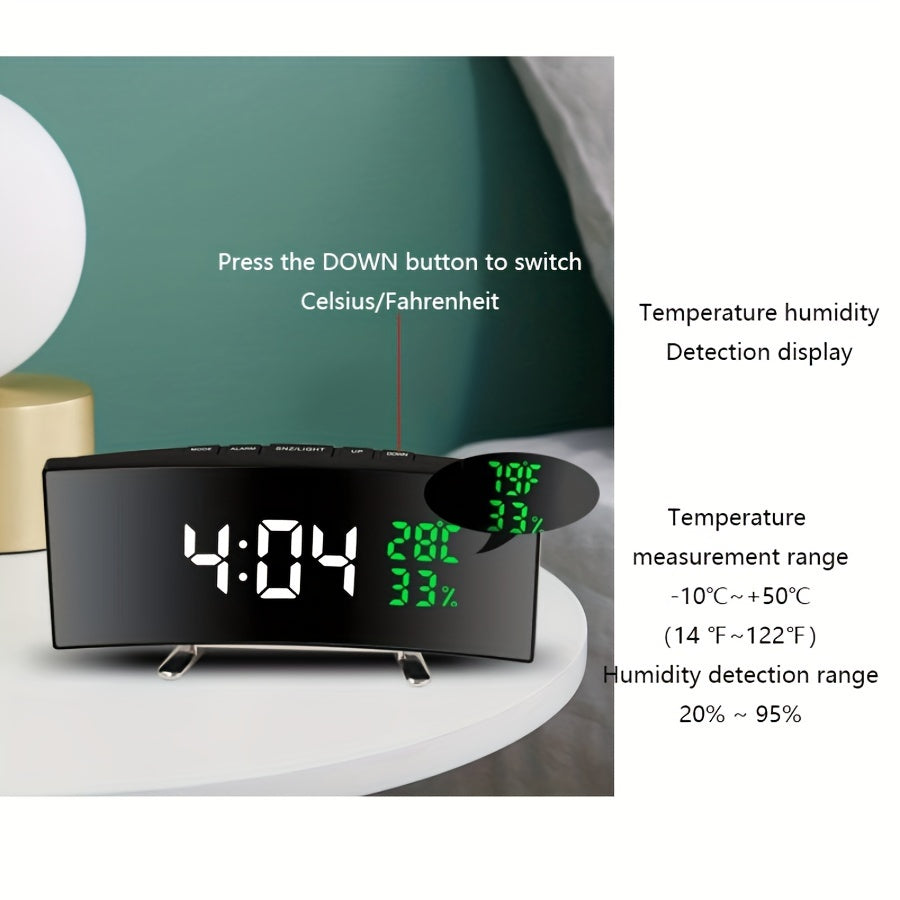 Réveil LED Multifonction Grand Ecran 6,6 Pouces - Heure Temperature Humidite USB