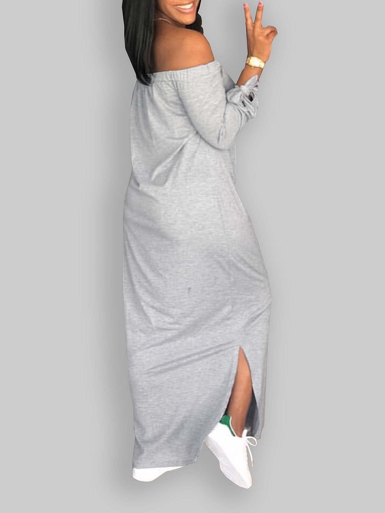 Robe Épaules Dénudées Imprimée Lettres – Style Crayon Décontracté | Printemps-Automne | S au XXL