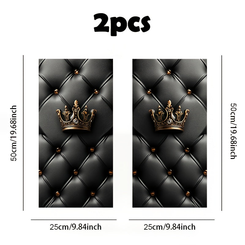 Lot de 2 Autocollants Voiture Couronne & Cœur – Vinyle Brillant Paillettes Imperméable