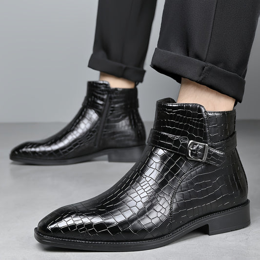 Bottines Chelsea Homme Vintage – Cuir PU, Boucle, Style Urbain, 4 Coloris