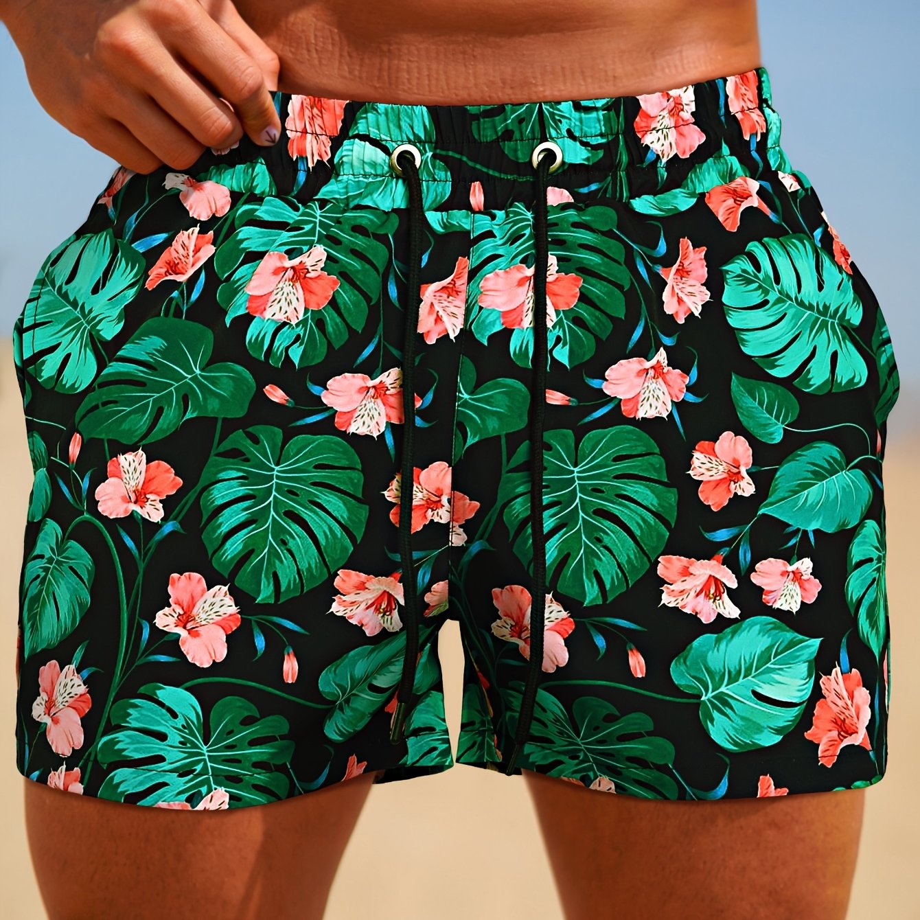 Short de Bain Homme Imprime Floral - Ceinture Elastique, Doublure Maille, 95% Polyester, Style Sport, 5 Coloris, FR XS au FR XXL