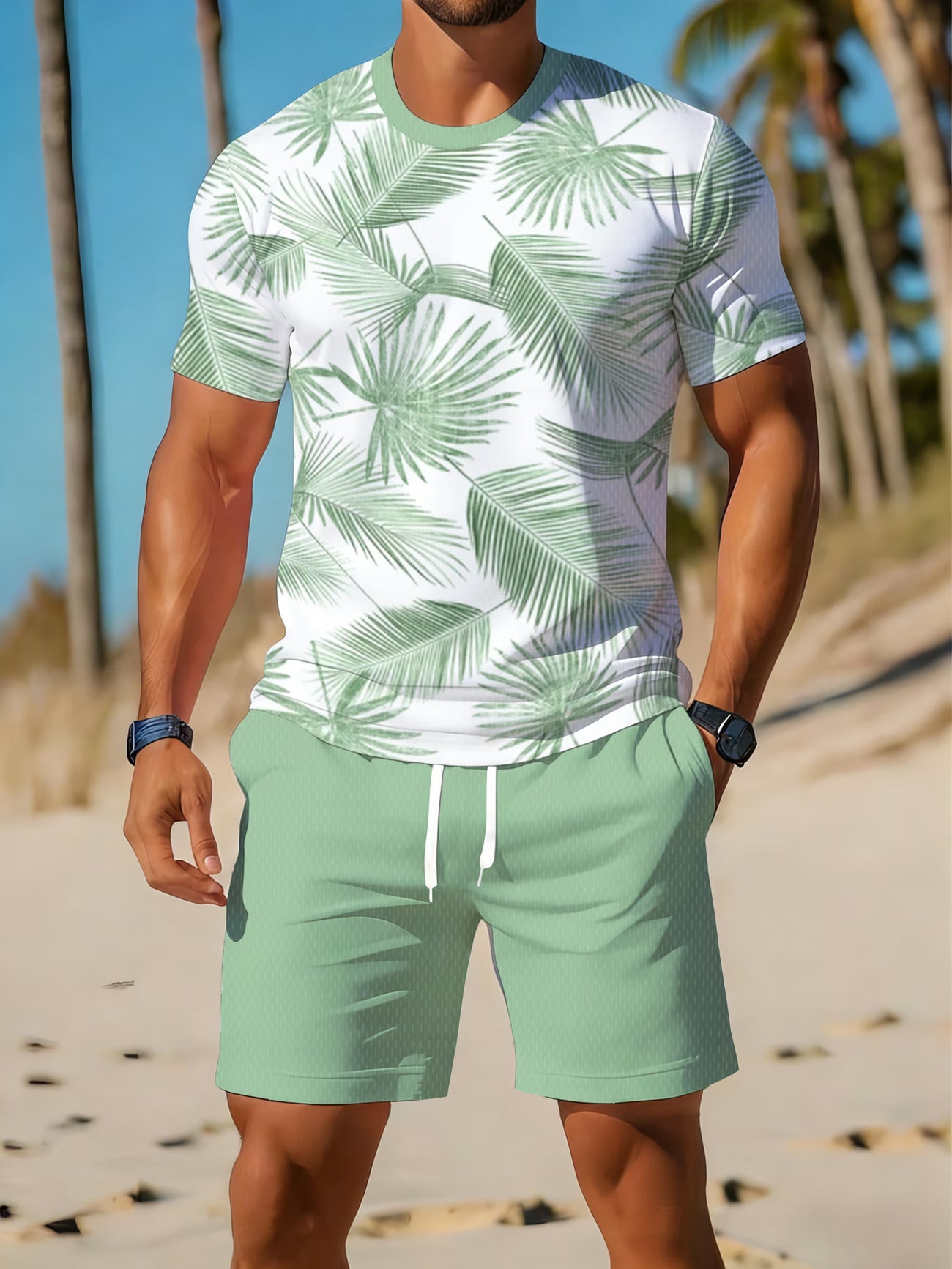 Ensemble Sport Decontracte Homme - T-Shirt et Short Imprimes Ete S-XXL
